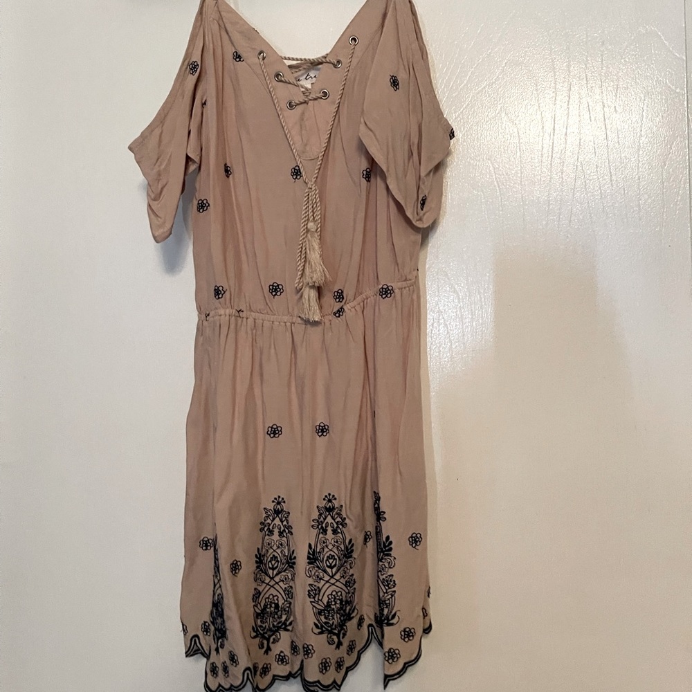 Tan and Navy lace romper